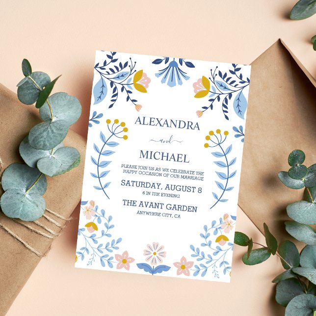 Floral colourful folk art wedding invitation (Creator Uploaded)