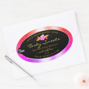 Floral Colourful Glitter Black Product Labels Logo