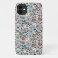 Floral Colourful Joyful Blue Orange Green Pattern