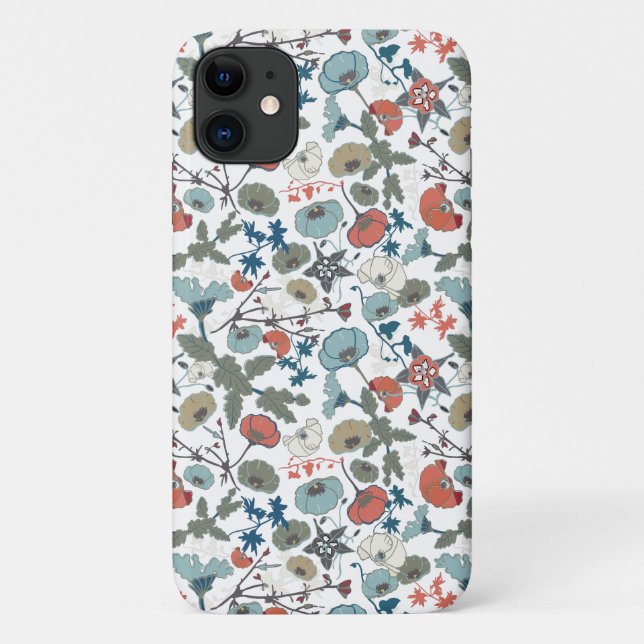 Floral Colourful Joyful Blue Orange Green Pattern Case-Mate iPhone Case (Back)