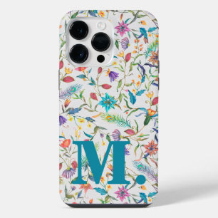 Floral Colourful Monogram Initial Letter iPhone 14 Pro Max Case