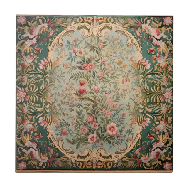 Floral Colourful Oriental Carpet Tile (Front)