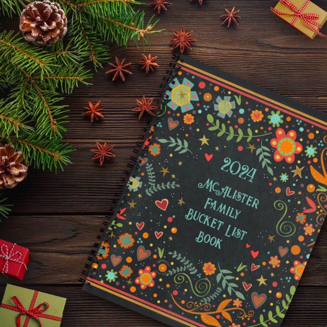 Floral Colourful Personalized Family Bucket List   Notebook (Creator Uploaded)