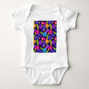 Floral Colourful Tropical Leaves Flowers Pattern-2 Baby Bodysuit