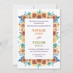 Floral Colourful,Tropical, Summer,Vibrant Wedding Invitation