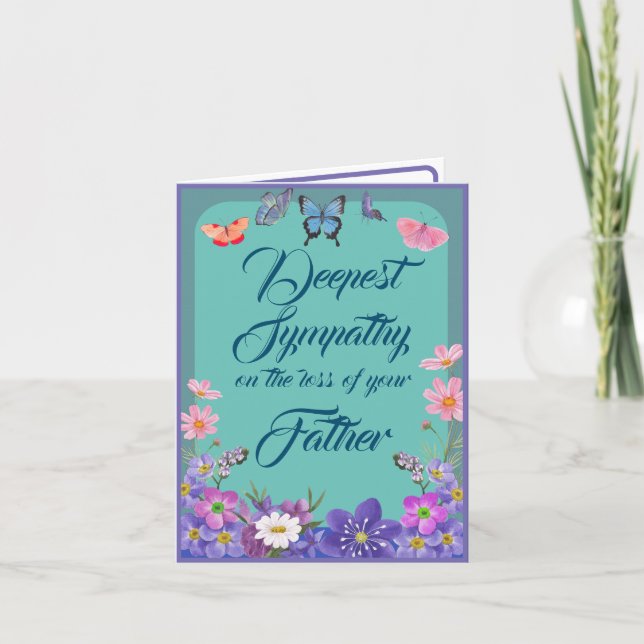 Floral Condolence Message Card For Loss Of Father (Front)