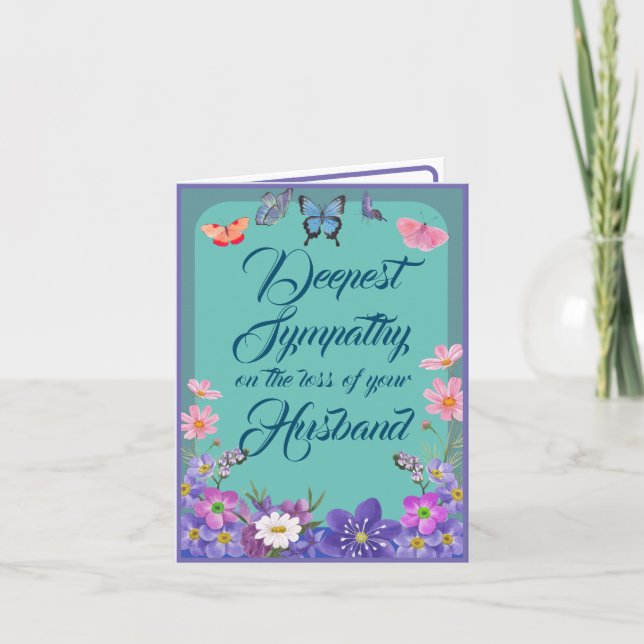 Floral Condolence Message Card For Loss Of Husband (Front)