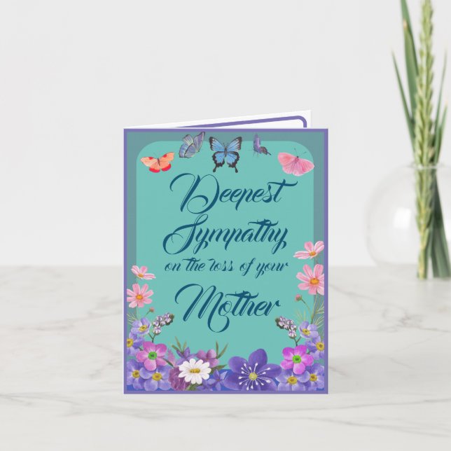 Floral Condolence Message Card For Loss Of Mother (Front)