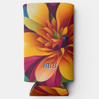 Floral Contemporary Modern Art Seltzer Can Cooler