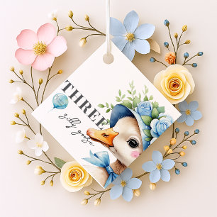 Floral Coquette Bow Silly Goose Boy Birthday Favour Tags