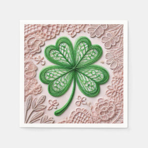 Floral coquette lace shamrock St Patrick's day  Napkin