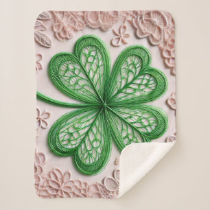 Floral coquette lace shamrock St Patrick's day  Sherpa Blanket