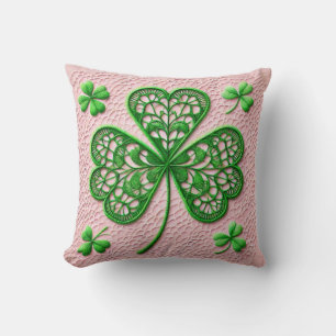 Floral coquette lace shamrock St Patrick's day  Throw Pillow