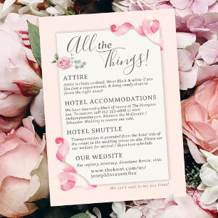Floral Coquette Pink Bow Vintage Wedding Details Enclosure Card