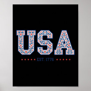 Floral Coquette Usa America 4th Of July Independen Poster