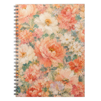 floral Coral Peach Romantic Bloom Home Décor  Notebook