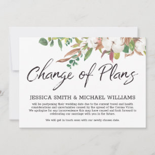Floral Corona Virus Wedding Delay the Date Card
