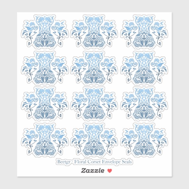 Floral Corset Damask Icon Envelope Seal Stickers (Sheet)