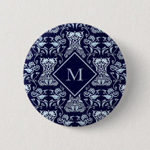 Floral Corset Damask Pattern 2 Inch Round Button