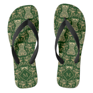 Floral Corset Damask Pattern Flip Flops