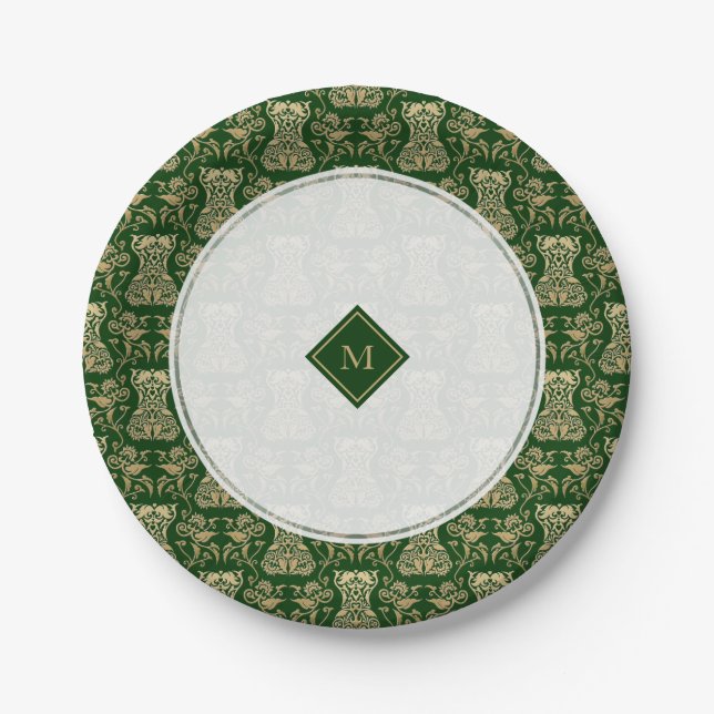 Floral Corset Damask Pattern Paper Plate (Front)