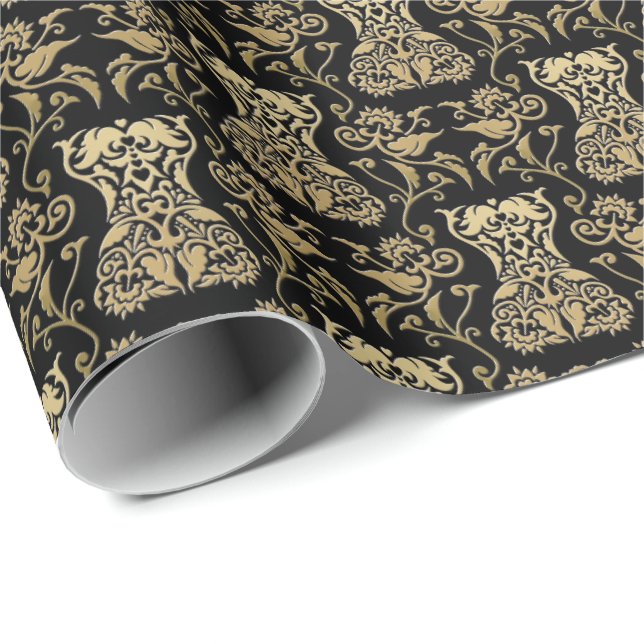 Floral Corset Damask Pattern Wrapping Paper (Roll Corner)