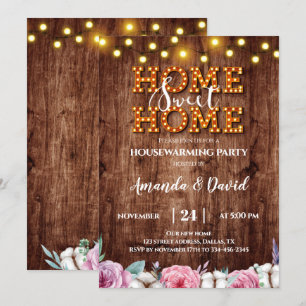 Floral Coton Rustic Housewarming Party Invitation