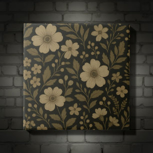 Floral Cottagecore Dark Whimsical Antique Tile