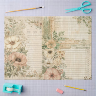 Floral Cottagecore Scrapbook Ephemera Collage Tissue Paper