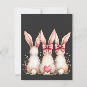 Floral Cottontail Bunny Coquette Bow Rabbit Easter Card