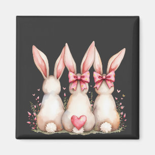 Floral Cottontail Bunny Coquette Bow Rabbit Easter Magnet