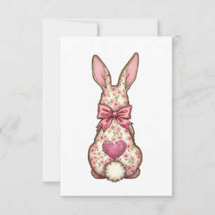 Floral Cottontail Bunny Coquette Bow Rabbit Easter Thank You Card