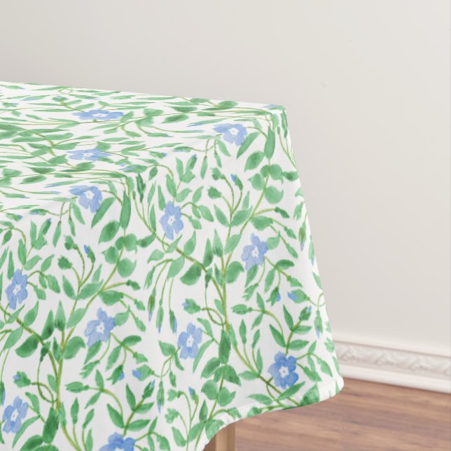 Floral Country-style Blue White Periwinkle Pattern Tablecloth (In Situ)