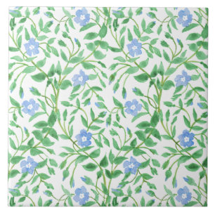 Floral Country-style Blue White Periwinkle Pattern Tile
