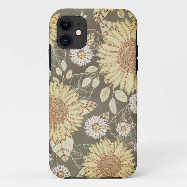 Floral Country Sunflower Garden Yellow Brown Case-Mate iPhone Case (Back)