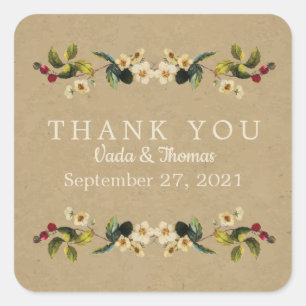 Floral Country Thank You Stickers