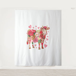 Floral Cow , Cute Cow Design  Tapestry
