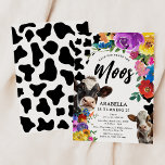 Floral Cow 'Have You Heard the MOOS' Birthday Invitation<br><div class="desc">Unleash the party 'moos' with our super cute Floral Cow Birthday Party Invitation. The playful design, featuring two vibrant watercolor cows on a cow print backdrop, is sure to make any birthday moo-re exciting. Customize the easy-to-use template with your event specifics for a personalized touch. Perfect for 'herd' of all...</div>