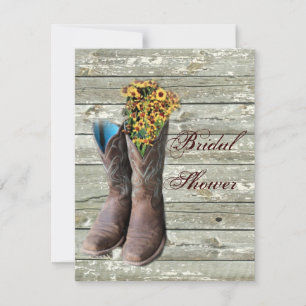 floral cowboy boots western country bridal shower invitation