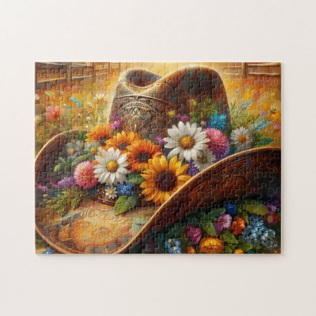 Floral Cowboy Hat Jigsaw Puzzle (Horizontal)