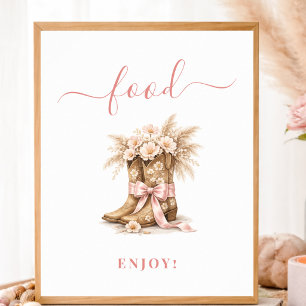 Floral Cowgirl Boots Baby GIrl Shower Food Sign