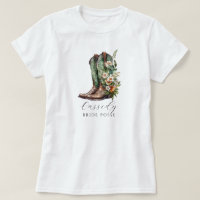 Floral Cowgirl Boots Bride Posse Custom T-Shirt