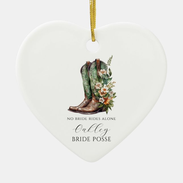 Floral Cowgirl Boots Bridesmaid Ceramic Ornament (Front)