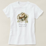 Floral Cowgirl Hat Bride Posse Floral Horseshoe T-Shirt<br><div class="desc">Round up your bride posse in style with this watercolor floral cowgirl hat tee—perfect for western-themed bachelorette weekends, rustic ranch getaways, or country-chic celebrations. Featuring soft floral horseshoe, and a custom script name, it’s made for brides and their friends who bring the boots and the beauty. Coordinate the crew and...</div>