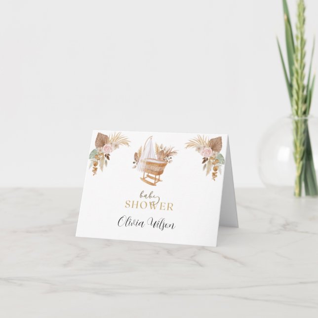 Floral Cradle Folded Thank You Card (Front)