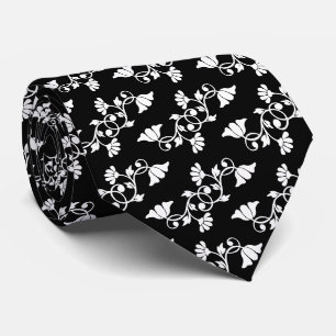 Floral Cravate noir et blanc