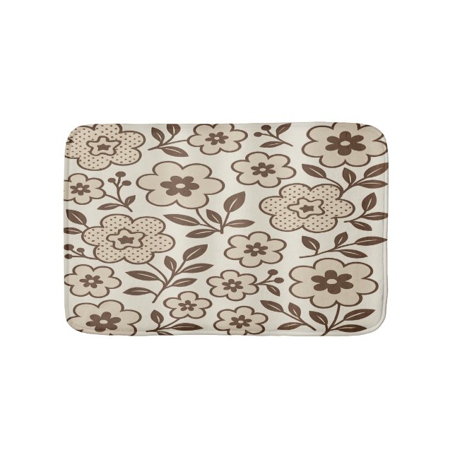 Floral Cream Bath Mat (Front)