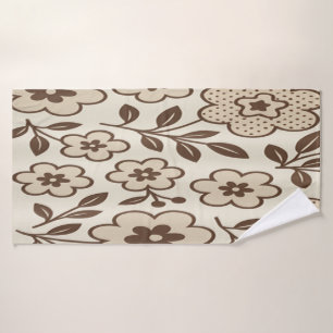 Floral Cream Bath Towel