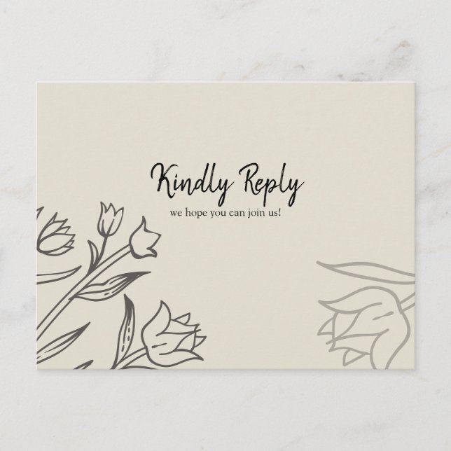 Floral Cream Menu Choice RSVP Postcard (Front)