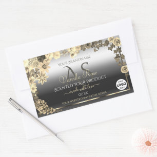 Floral Crème Argent Produit Étiquettes Monogramme 